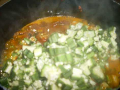 Add chopped okro